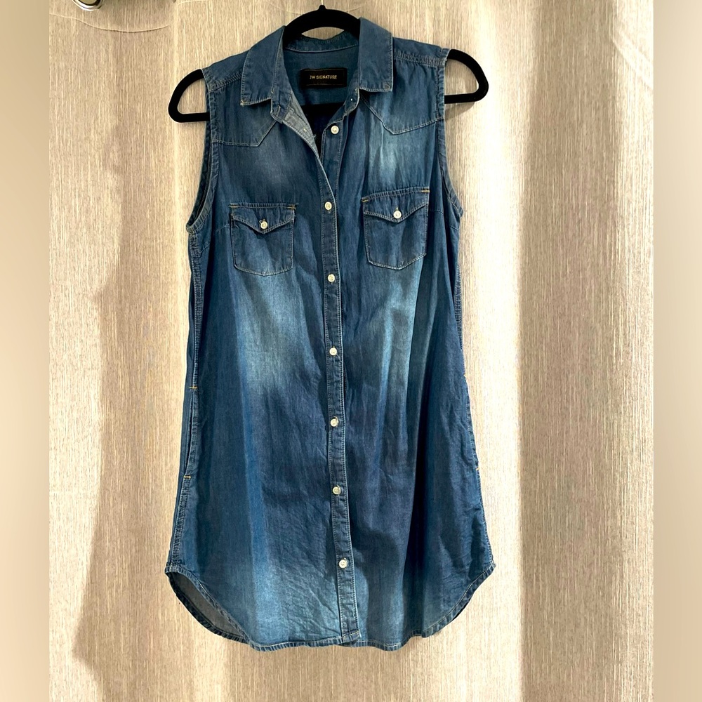 Blue jean material midi dress